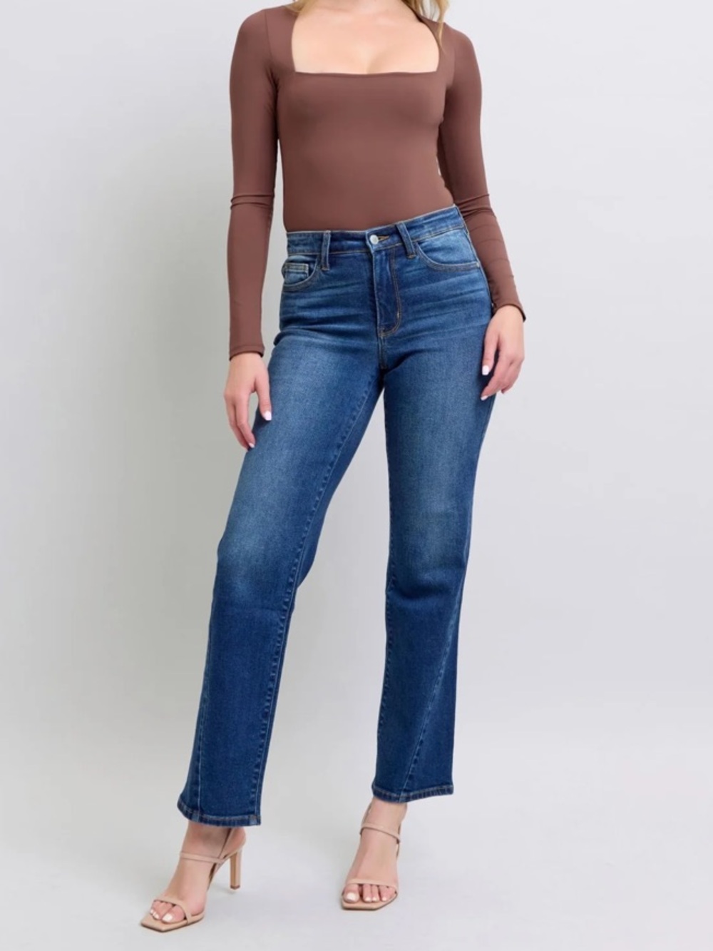 Judy Blue Side Seam Detail Denim Jeans 7/28 Stretch  Straight Leg